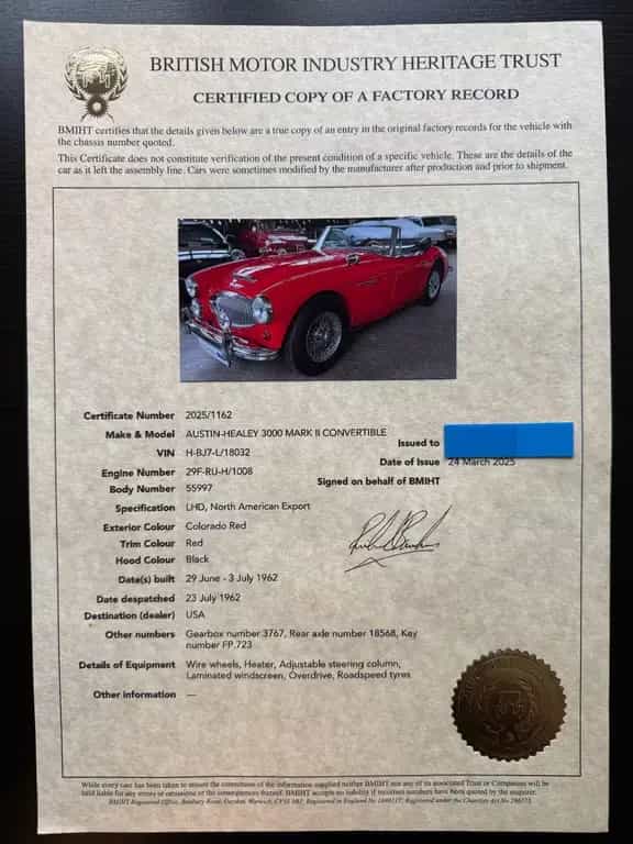 Austin Healey Other 3000 MK II (BJ7) Frame-off und Matching Numbers 07/1962-photo-24