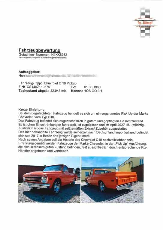 Chevrolet C-10 Pickup im Traumzustand mit Historie 08/1968-photo-17