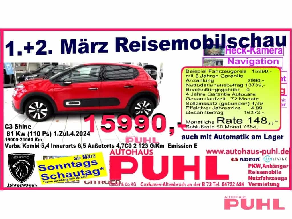 Citroën C3 NEW You Turbo 100 Allwetterreifen,Tel.-Vorbe 12/2024-photo-1