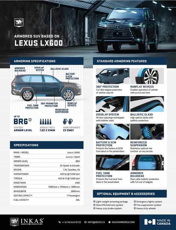 Lexus LX 600 NEW 2026 LX600 Luxury INKAS ARMORED BR6 PANZER null-photo-17
