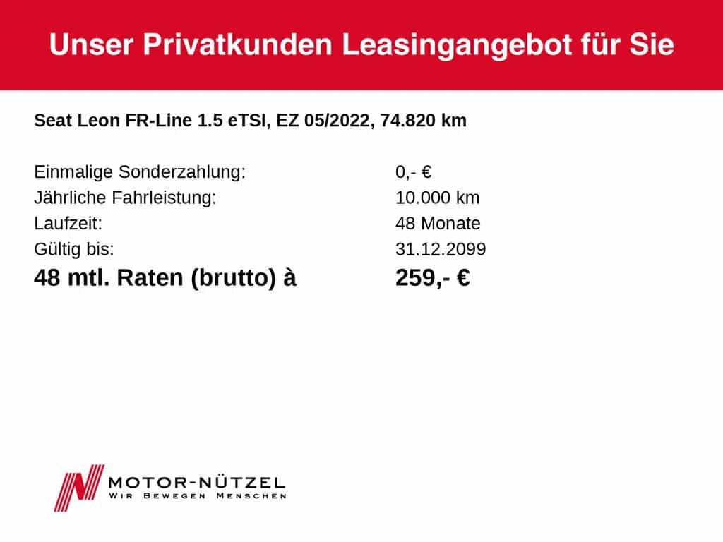 Seat Leon 1.5eTSI DSG FR-LINE LED+NAV+GRA+SHZ+PDC+RFK 05/2022-photo-23