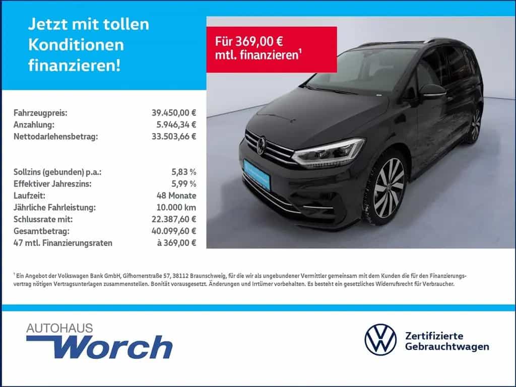 Volkswagen Touran R Line 1.5 TSI DSG 7Sitzer+AHK+PANO+MATRI 06/2025-photo-0