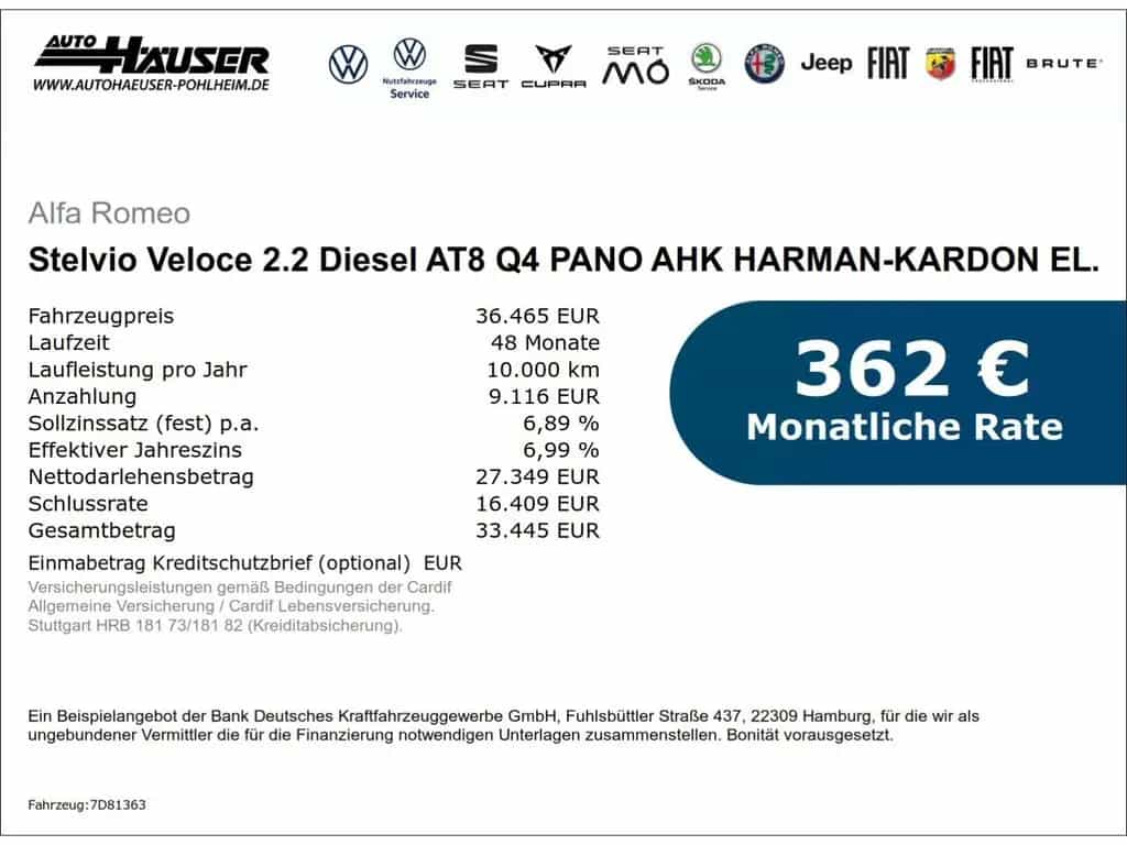 Alfa Romeo Stelvio Veloce 2.2 Diesel AT8 Q4 PANO AHK HARMAN 11/2023-photo-0