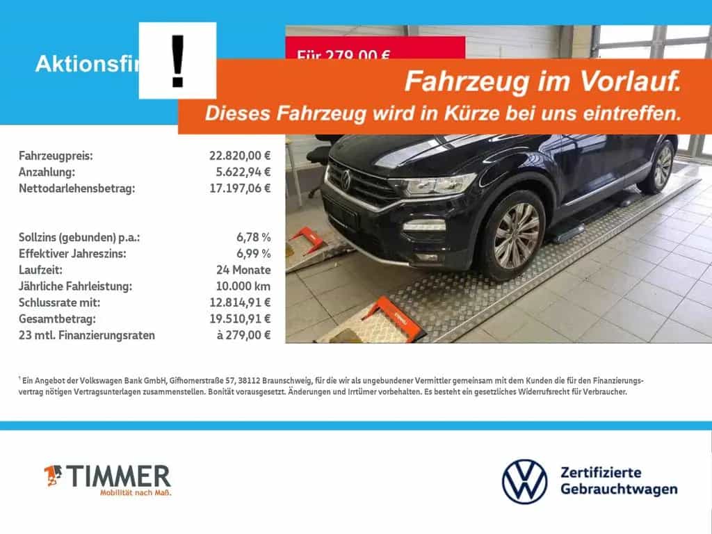 Volkswagen T-Roc 1.5 TSI DSG SPORT +AHK +RKAM +NAVI +SHZ +D 07/2021-photo-0