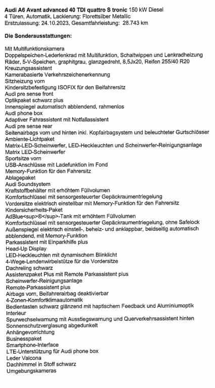 Audi A6 40 TDI Avant Quattro Garantie 2028 | NP 86K€ 10/2023-photo-0