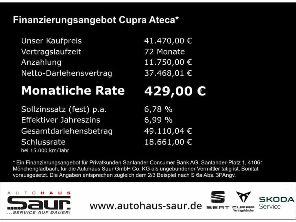 Cupra Ateca VZ 2.0 TSI 4Drive DSG AHK AKRAPOVIC MAXTON 03/2024-photo-3