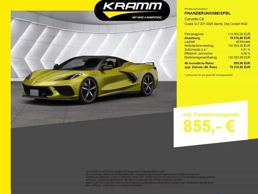 Corvette C8 Coupe 3LT Z51 2026 Sportp. Dig.Cockpit HUD null-photo-0