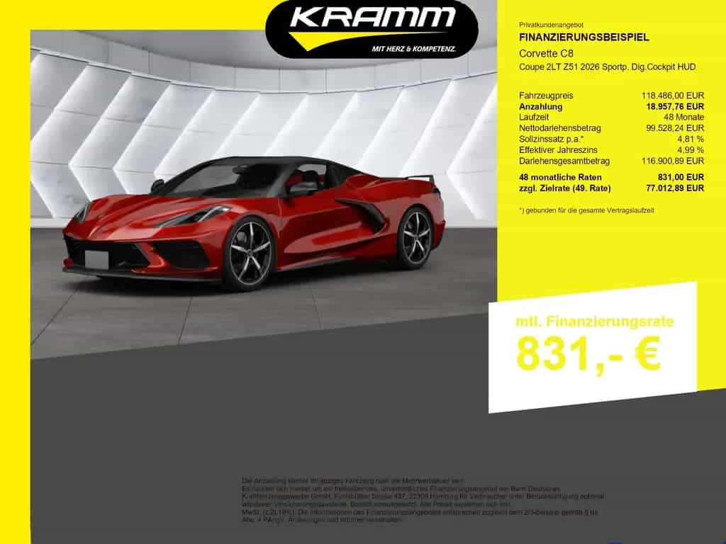 Corvette C8 Coupe 2LT Z51 2026 Sportp. Dig.Cockpit HUD null-photo-0