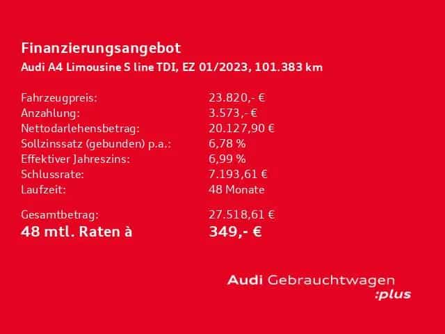 Audi A4 Limousine 40 TDI S line PDC+SitzH+MMI-Plus 01/2023-photo-19