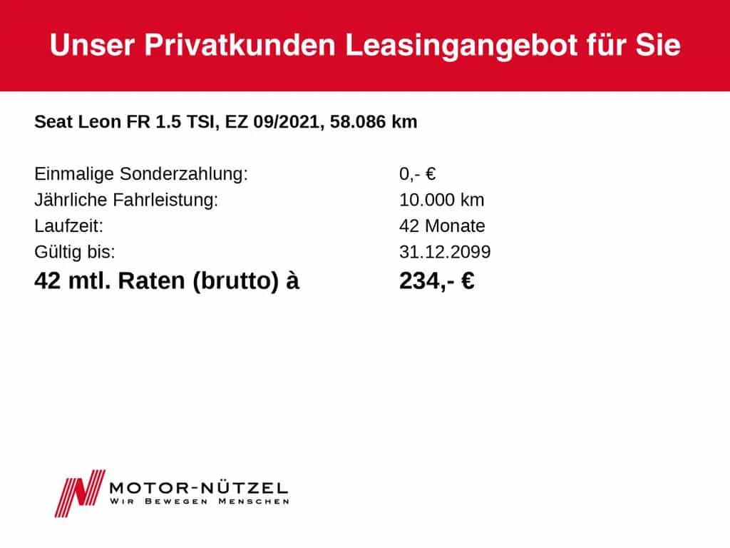Seat Leon 1.5 TSI DSG FR LED+NAVI+APP+ACC+SHZ+AHK+PDC 09/2021-photo-22