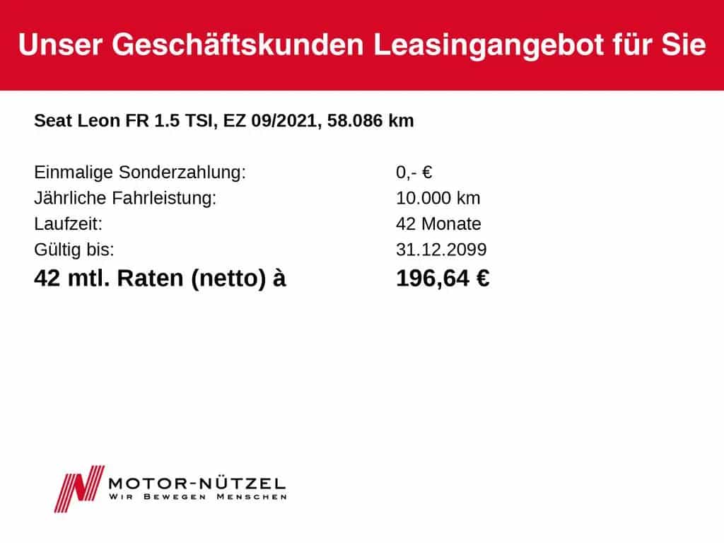 Seat Leon 1.5 TSI DSG FR LED+NAVI+APP+ACC+SHZ+AHK+PDC 09/2021-photo-23