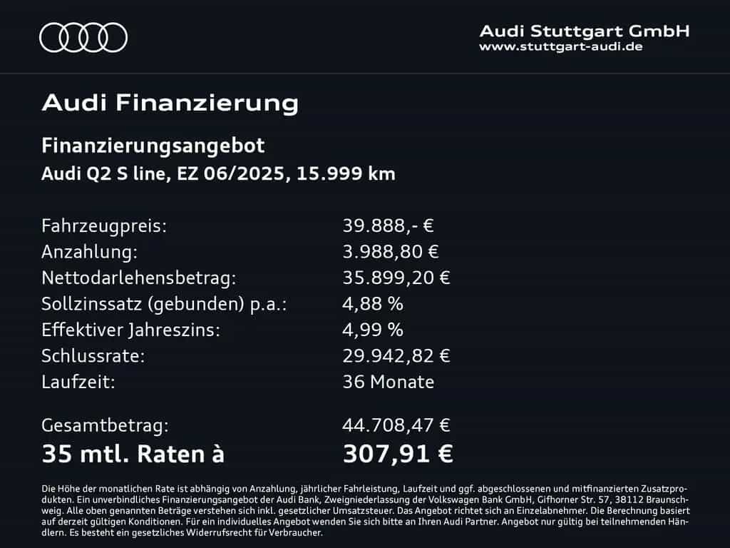 Audi Q2 S line 40 TFSI quattro S tronic VC ACC SONOS 06/2025-photo-1