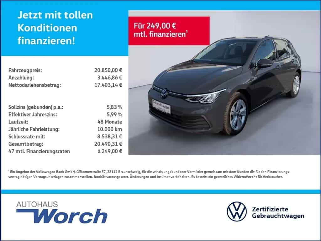 Volkswagen Golf VIII 1.0 eTSI DSG Life LED+ACC+APP+NAVI 02/2023-photo-0