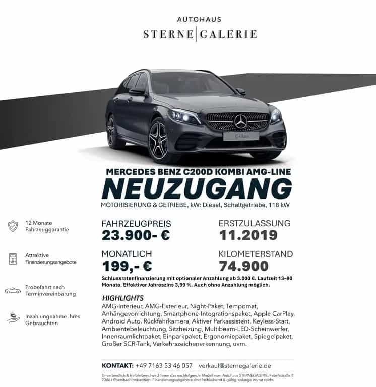 Mercedes-Benz C-Class 200 D/T-MODELL/AMG/AHK/RÜCKFAHRK/TEMPOM LED 11/2019-photo-17