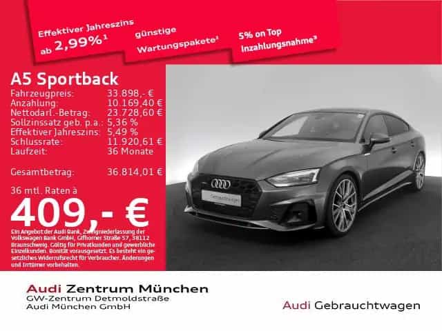 Audi A5 Sportback 45 TFSI qu. S tronic S line Pano/Na 03/2023-photo-0