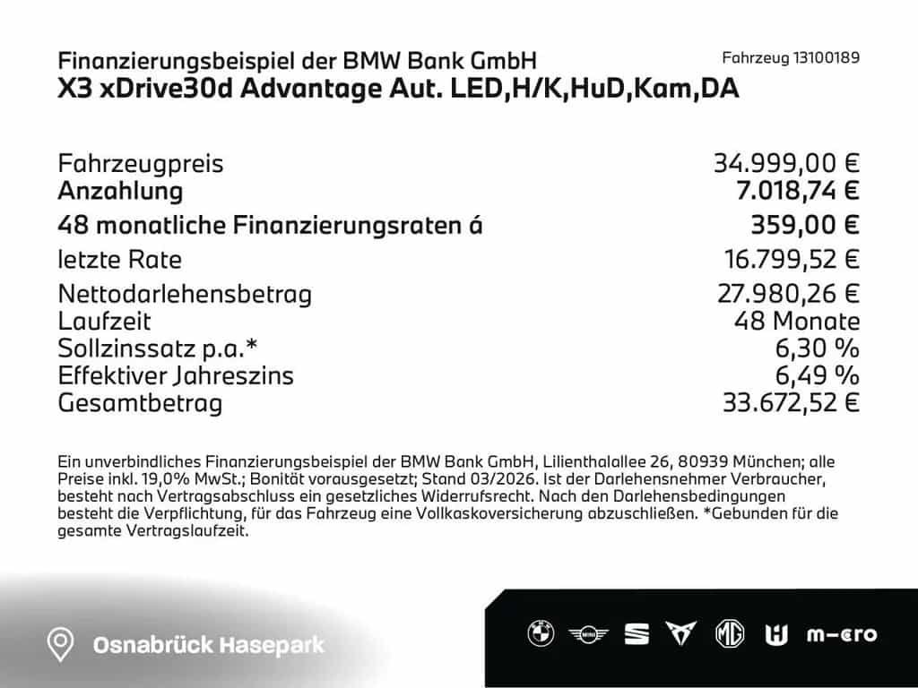 BMW X3 xDrive30d Advantage Aut. LED,H/K,HuD,Kam,DA 01/2021-photo-1