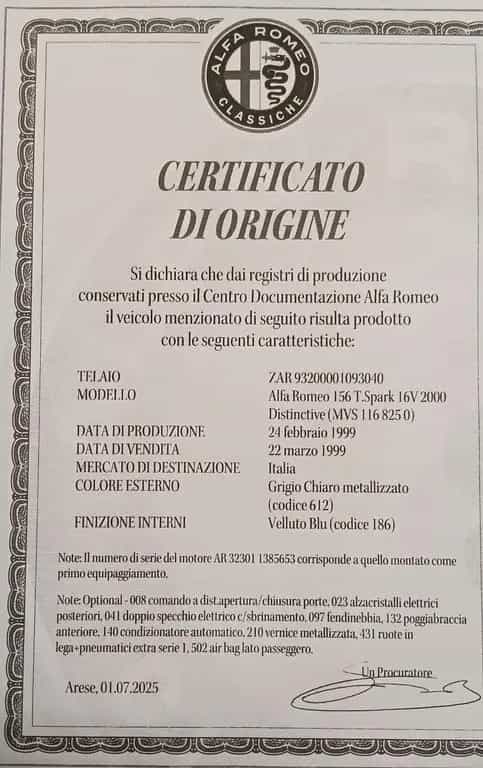 Alfa Romeo 156 2.0i 16V Twin Spark cat 03/1999-photo-13