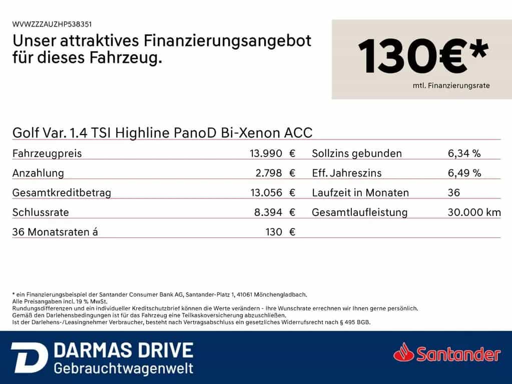 Volkswagen Golf Var. 1.4 TSI Highline PanoD Bi-Xenon ACC 10/2016-photo-1