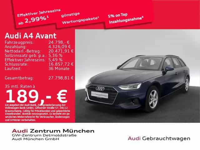 Audi A4 Avant 35 TFSI S tronic Pano/AHK/Navi+ 02/2023-photo-0