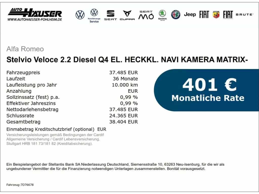 Alfa Romeo Stelvio Veloce 2.2 Diesel Q4 EL. HECKKL. NAVI KA 11/2023-photo-1