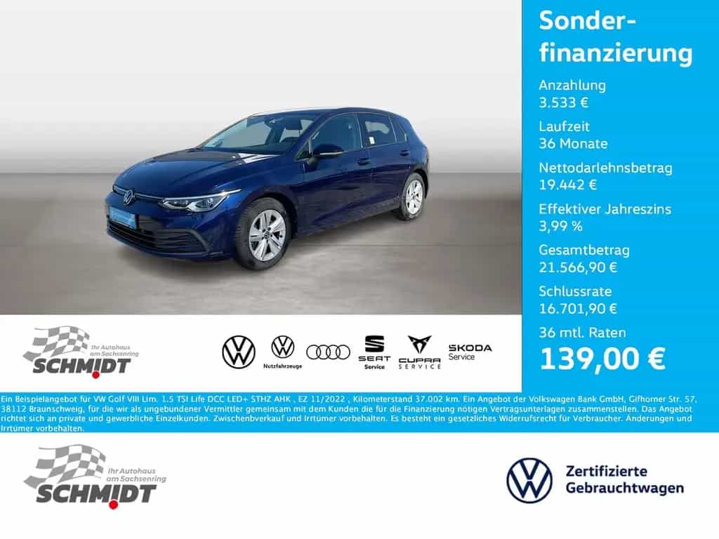 Volkswagen Golf VIII Lim. 1.5 TSI Life DCC LED+ STHZ AHK 11/2022-photo-0