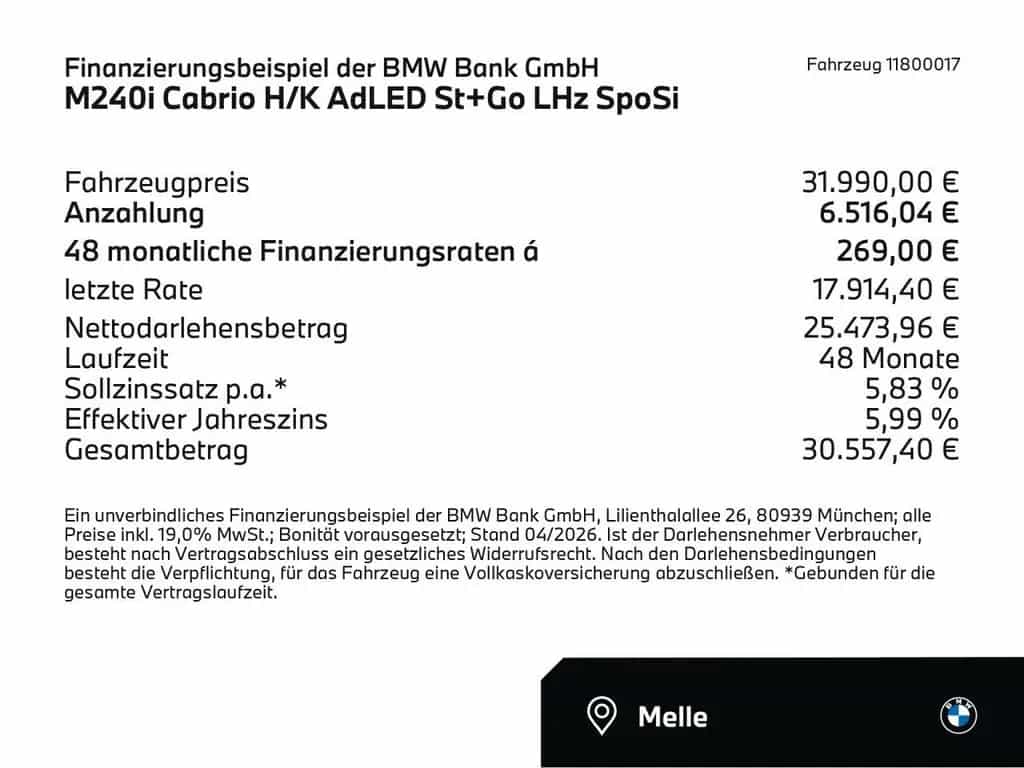 BMW M240 Cabrio H/K PDC AdLED St+Go LHz SpoSi 18" 08/2018-photo-1