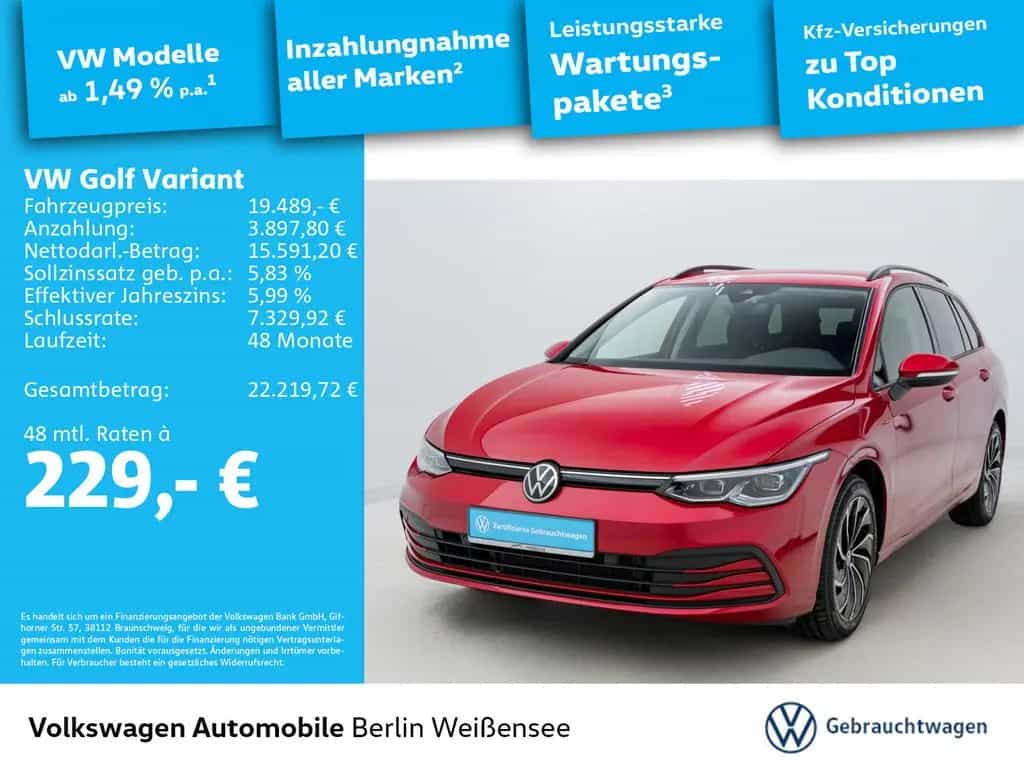 Volkswagen Golf Variant VIII 1.0 eTSI Life DSG*LED*RFK*NAV* 09/2021-photo-1