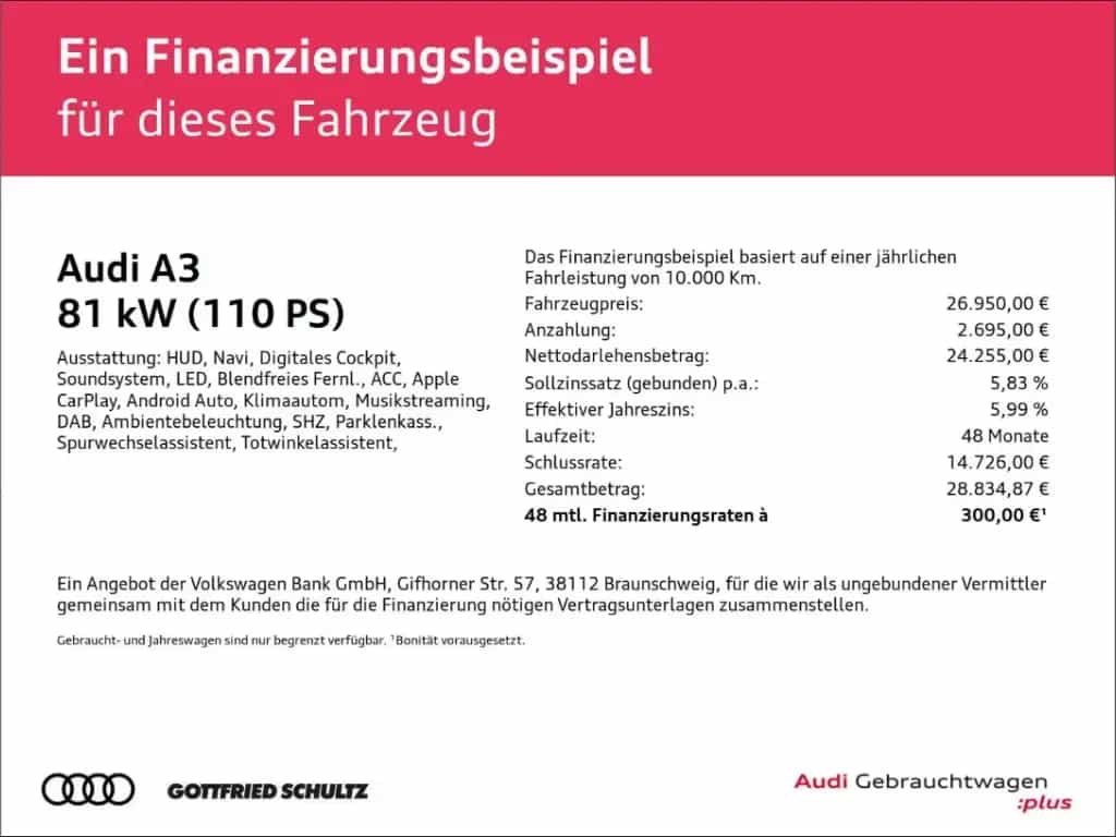 Audi A3 Sportback 30 TFSI S line 18 HUD RFK LED Leder 03/2023-photo-1