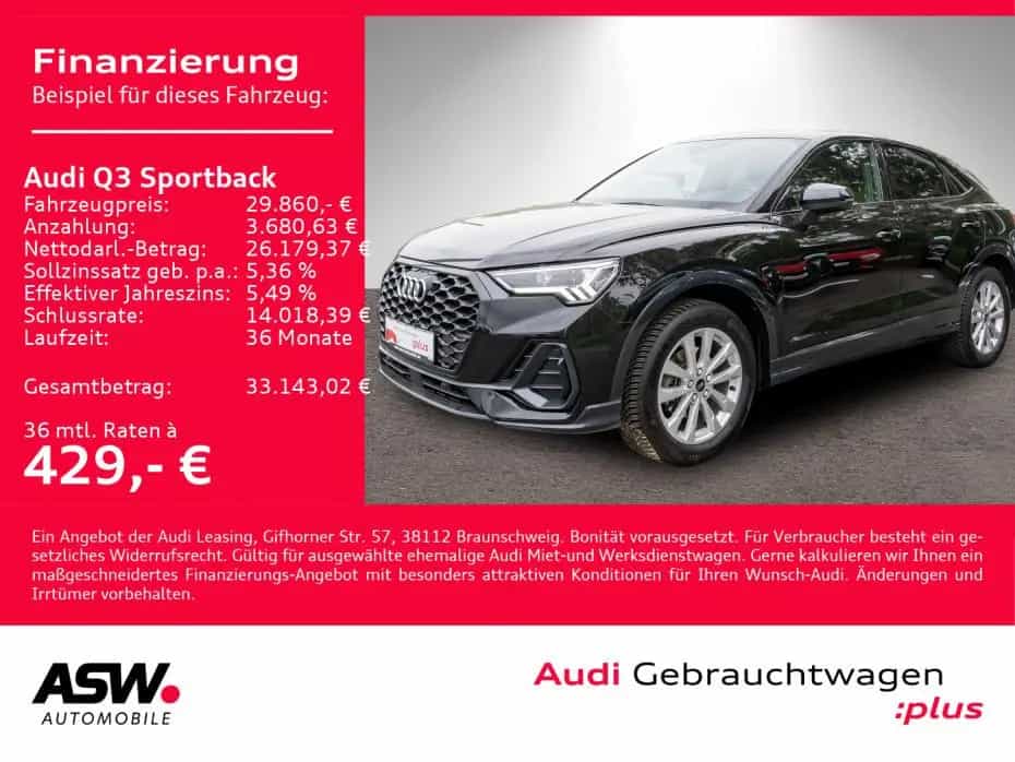 Audi Q3 Sportback 35TFSI Navi LED RFK SHZ EPC VC 04/2023-photo-1