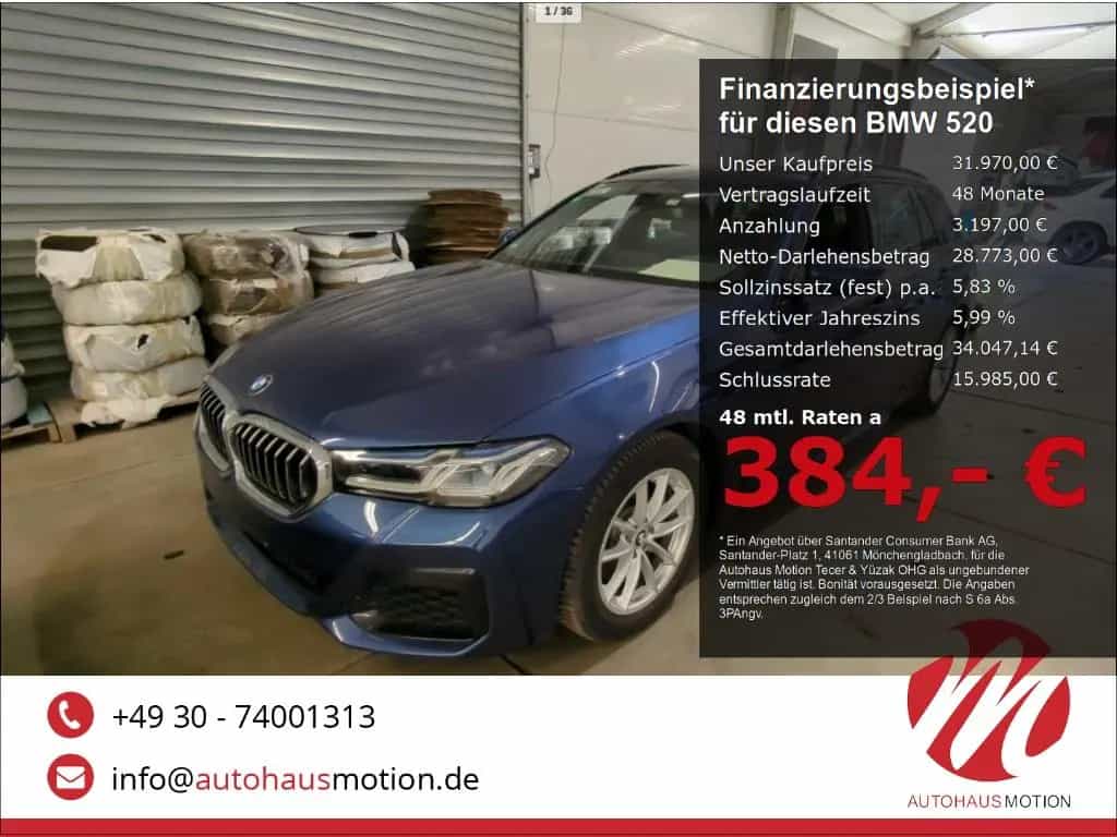 BMW 5 Series 520 d M Sport Touring Airmatic Laser Navi Kamera 11/2021-photo-0