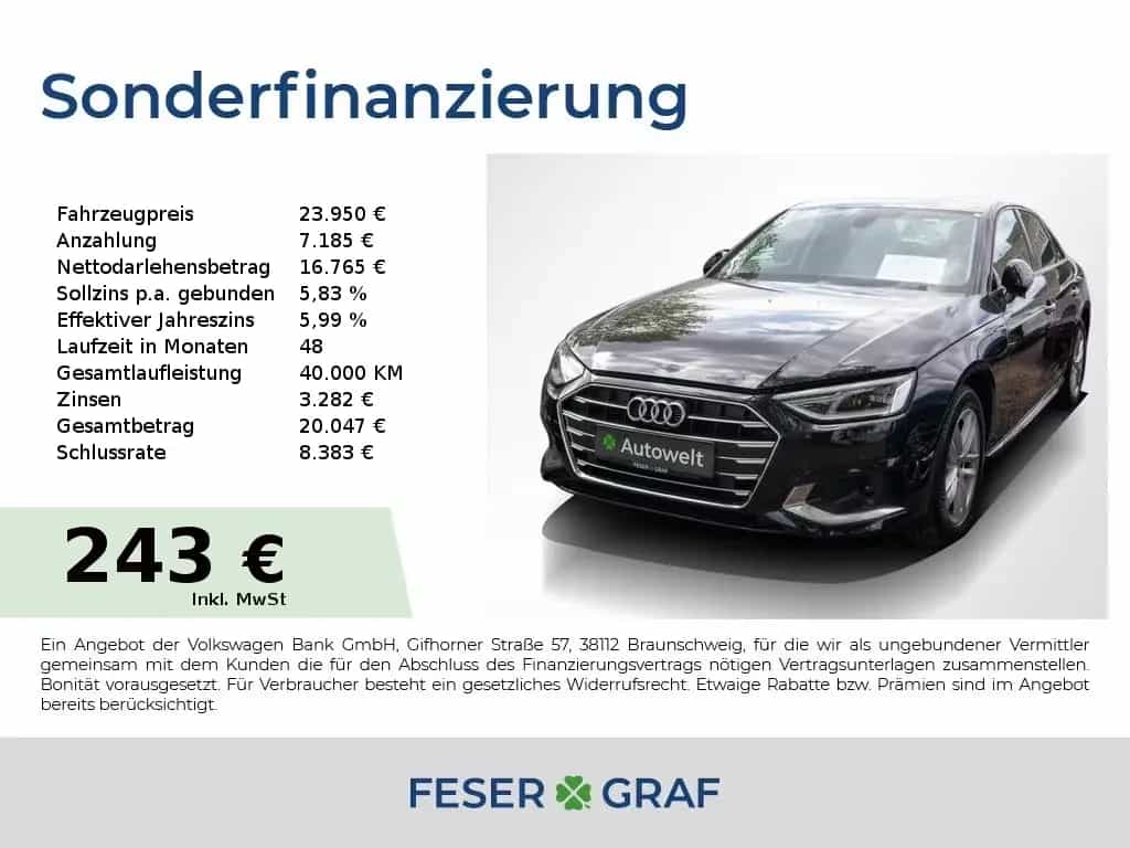 Audi A4 Lim 30 TDI Advanced S-tronic Kamera/Pano/Navi 01/2022-photo-0