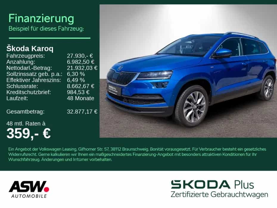 Skoda Karoq Clever 1.5 TSI DSG LED Navi Pano RFK AHK 03/2022-photo-0