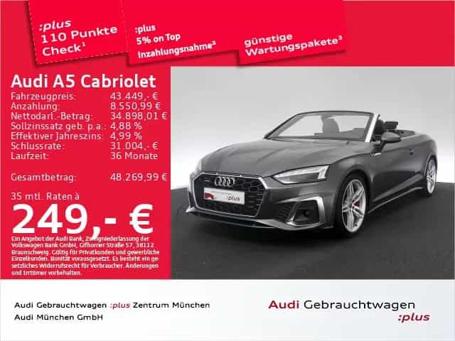 Audi A5 Cabriolet 45 TFSI qu. S tronic 2x S line UPE: 06/2022-photo-0