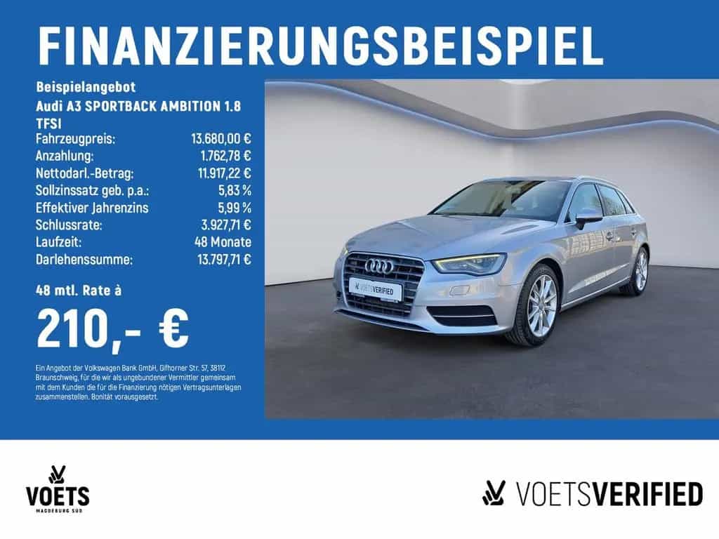Audi A3 SPORTBACK AMBITION 1.8 TFSI LED+NAVI+STANDH 07/2015-photo-1