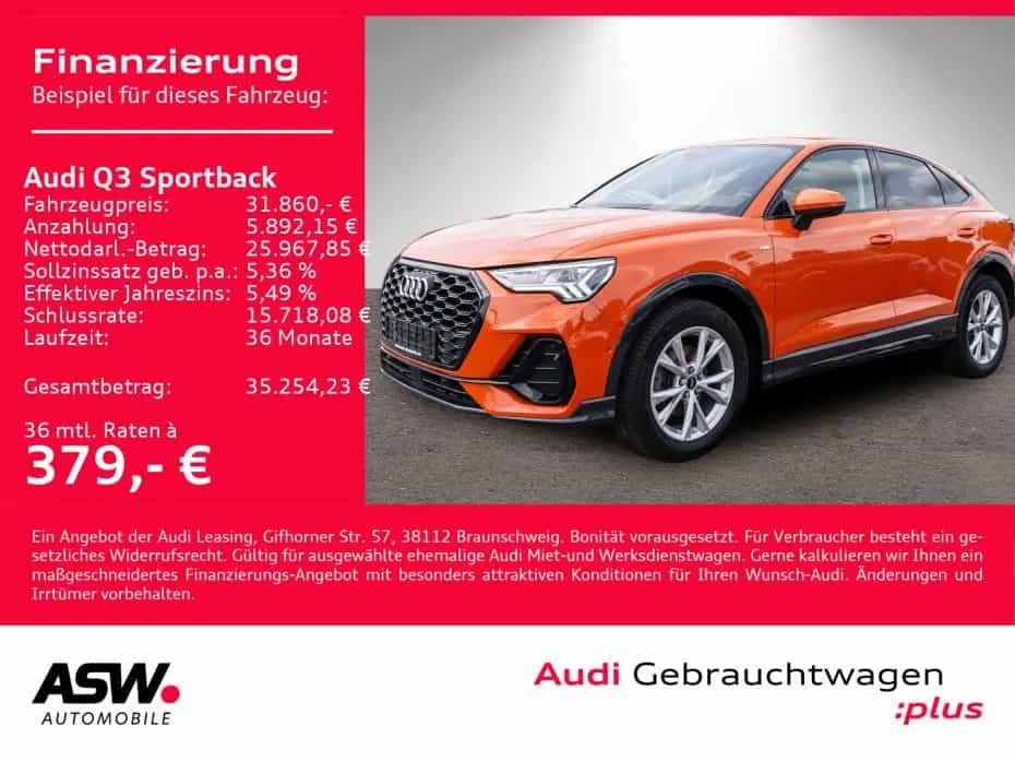 Audi Q3 Sportback S line 35TFSI Stron MATRIX Navi RFK 01/2023-photo-1