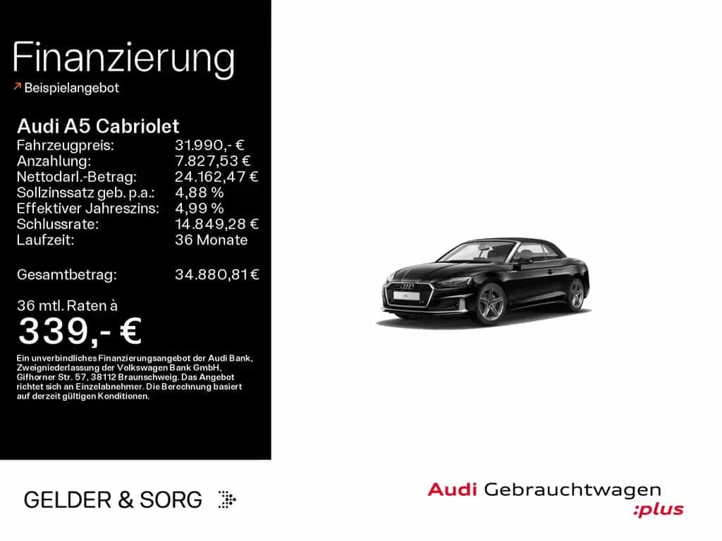 Audi A5 Cabriolet 40 TFSI advanced LED*RFK*Sound* 04/2022-photo-0