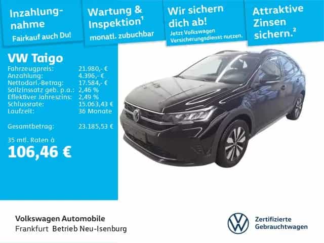 Volkswagen Taigo 1.0 TSI Goal Navi LED Heckleuchten Sitzhei 06/2025-photo-0