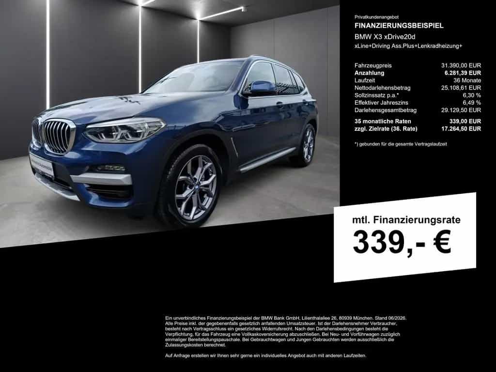 BMW X3 xDrive20d xLine+Driving Ass.Plus+Lenkradheizu 01/2021-photo-1
