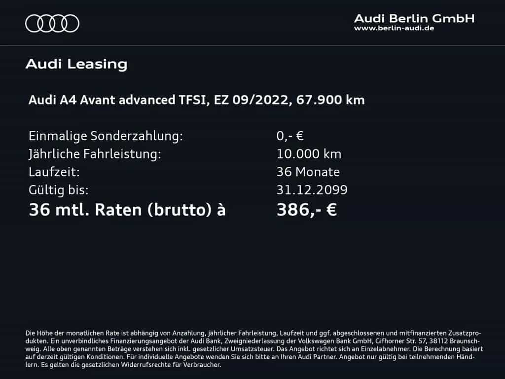 Audi A4 Avant Advanced 40 TFSI qu.S tr. RFK NAVI ACC 09/2022-photo-1