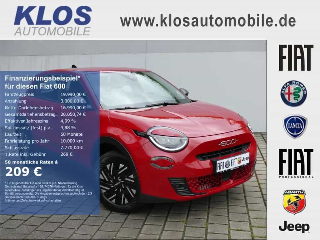 Fiat 600 HYBRID 1.2 T3 100PS DCT CARPLAY SHZ PDC KOMF 06/2024-photo-0