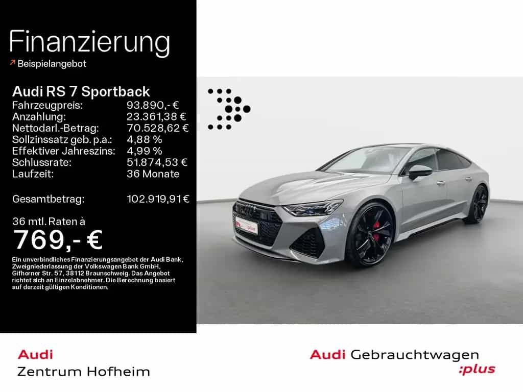 Audi RS7 RS 7 Sportback*Air*280 km/h*B&O*HUD*Pano*Laser*V 01/2023-photo-0