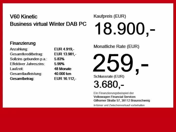 Volvo V60 Kinetic Business virtual Winter DAB PC 11/2017-photo-3