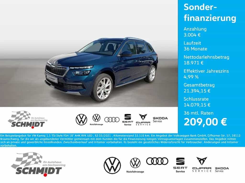 Skoda Kamiq 1.5 TSI Style FSH 18" AHK RFK LED 03/2021-photo-0