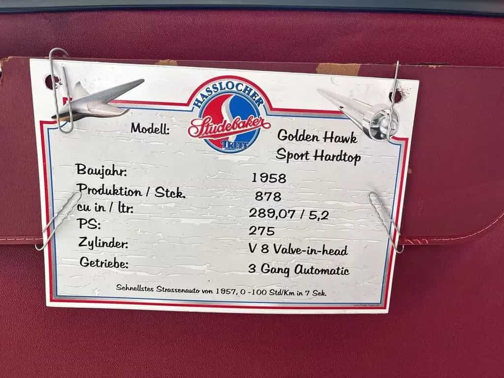 Corvette Other Andere Studebaker/Golden Hawk Gutachtennote 2 H- 07/1958-photo-9