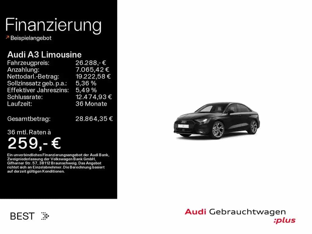 Audi A3 Limousine 35 TFSI Pano, ACC, Leder, Business 01/2023-photo-0