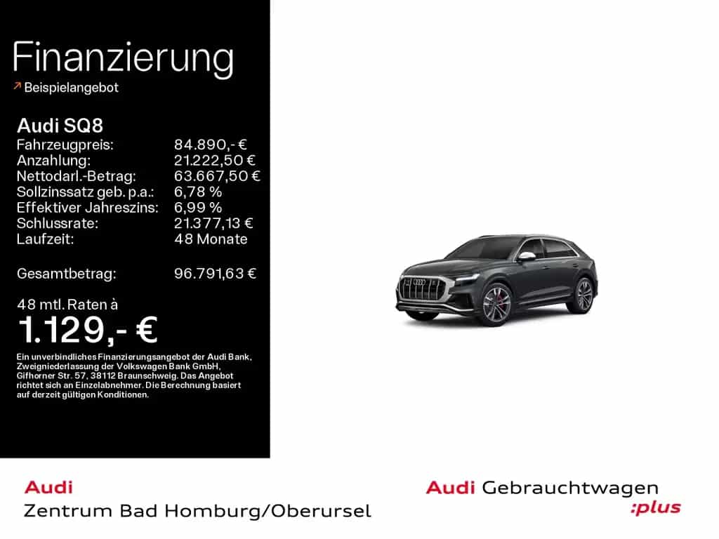 Audi SQ8 SUV TFSI*Navi*Matrix*DVD*AHK*HUD*B&O*Pano*Vi 04/2024-photo-0
