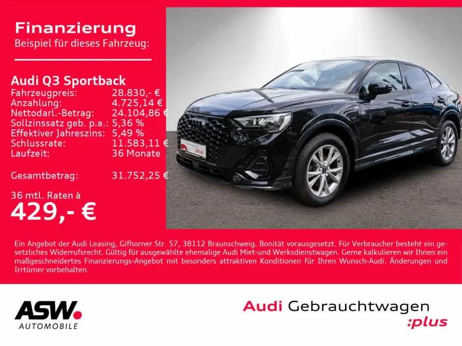 Audi Q3 Sportback S line 35TFSI LED SONOS PDC GRA VC 05/2022-photo-1