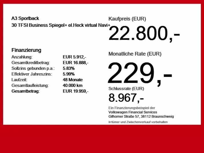 Audi A3 Sportback 30 TFSI Business Spiegel+ el.Heck v 03/2022-photo-5