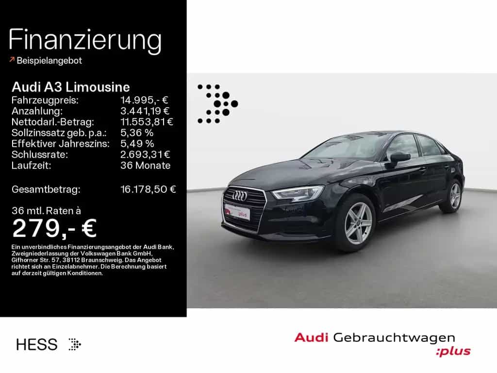 Audi A3 Limousine 1.0 TFSI Basis*Xenon*PDC*Klima*GRA 03/2018-photo-0