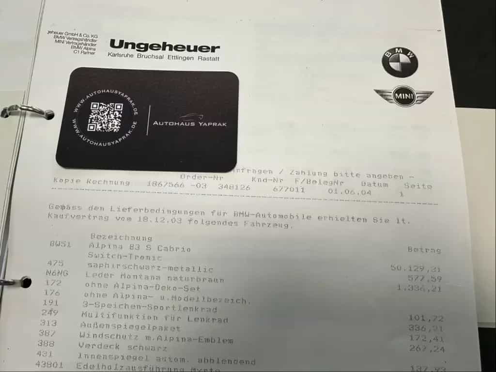 ALPINA B3 S 3,3 Cabrio|Aut.|S.heft|Einmalig|Unfallfrei 06/2004-photo-46
